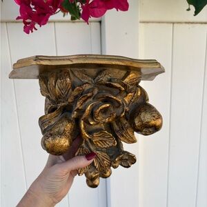 Regal Gold Floral Fruit Wall Shelf